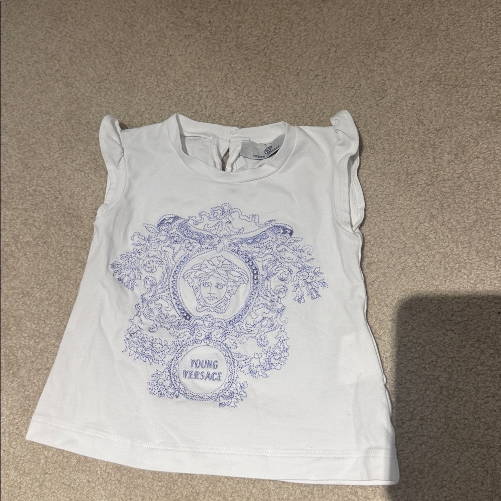 Versace White Tee with Lavender Graphic shirt top